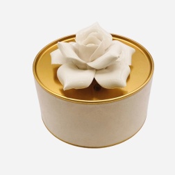 Bomboniera nozze oro scatola latta rosa fiore Capodimonte